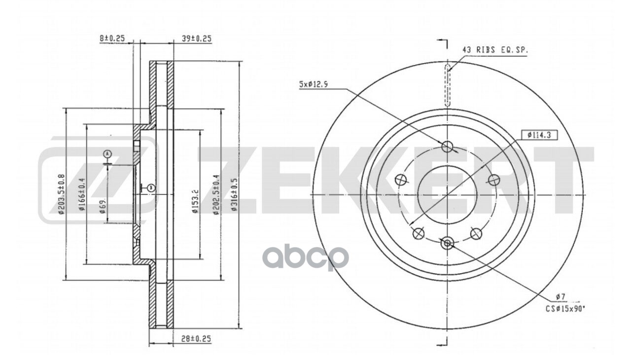 Диск тормозной передний Jac J7 20- Zekkert арт. bs-6669