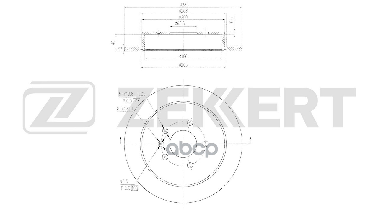 Диск тормозной задн. Chery M11 (A3) 08- Zekkert арт. bs-6672