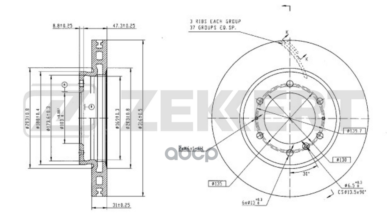 Диск тормозной перед. Tank 300 23- Zekkert арт. bs-6689