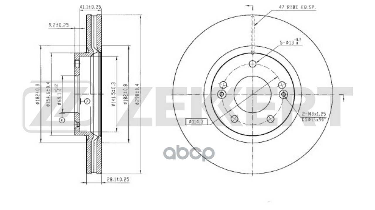 Диск тормозной перед. Hyundai Santa FE II 06- Zekkert арт. bs-6692