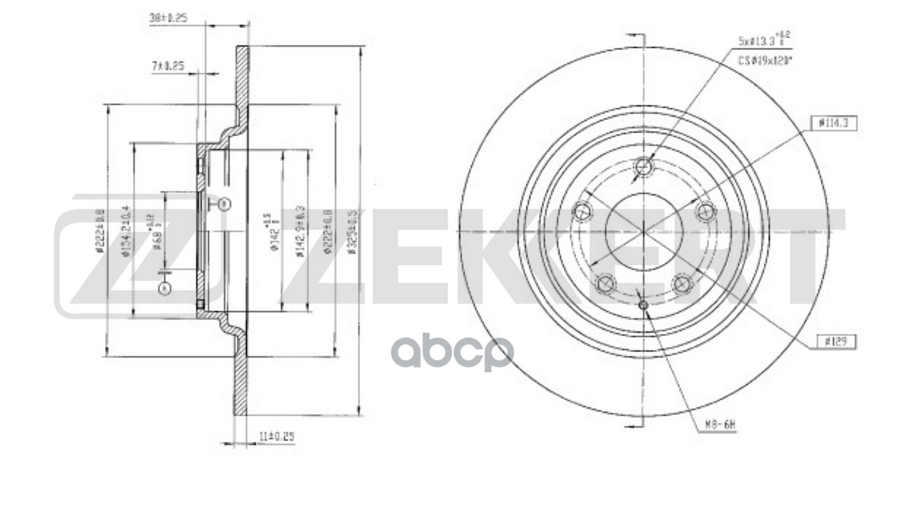 Диск тормозной задн. Mazda CX-9 II 16- Zekkert арт. bs-6807