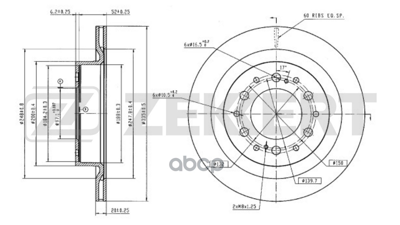 Диск тормозной задн. Toyota LC 300 21-  Lexus LX (J3) 21- Zekkert арт. bs-6817