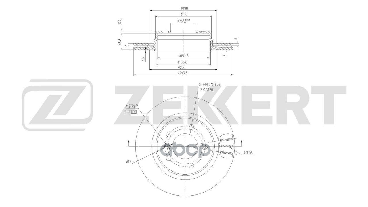 Диск тормозной задний BMW 3 (E46) 98- Zekkert арт. bs-6836