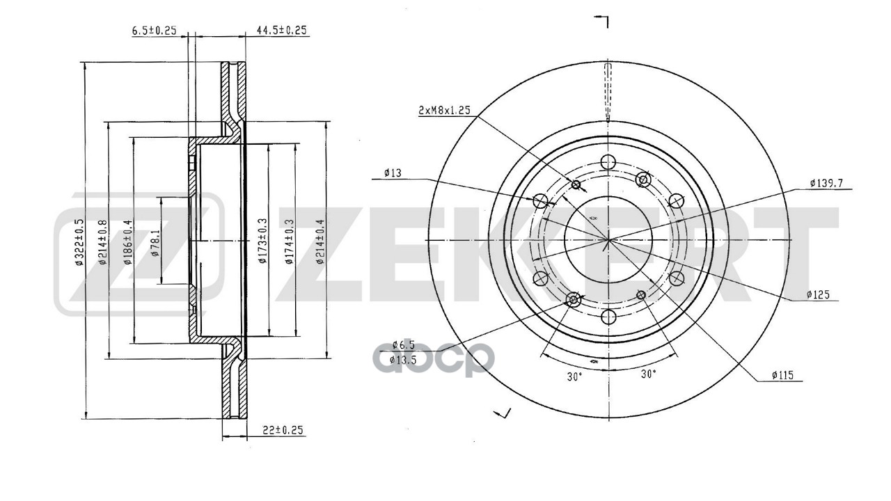 Диск тормозной задний Haval H9 17- Zekkert арт. bs-6842