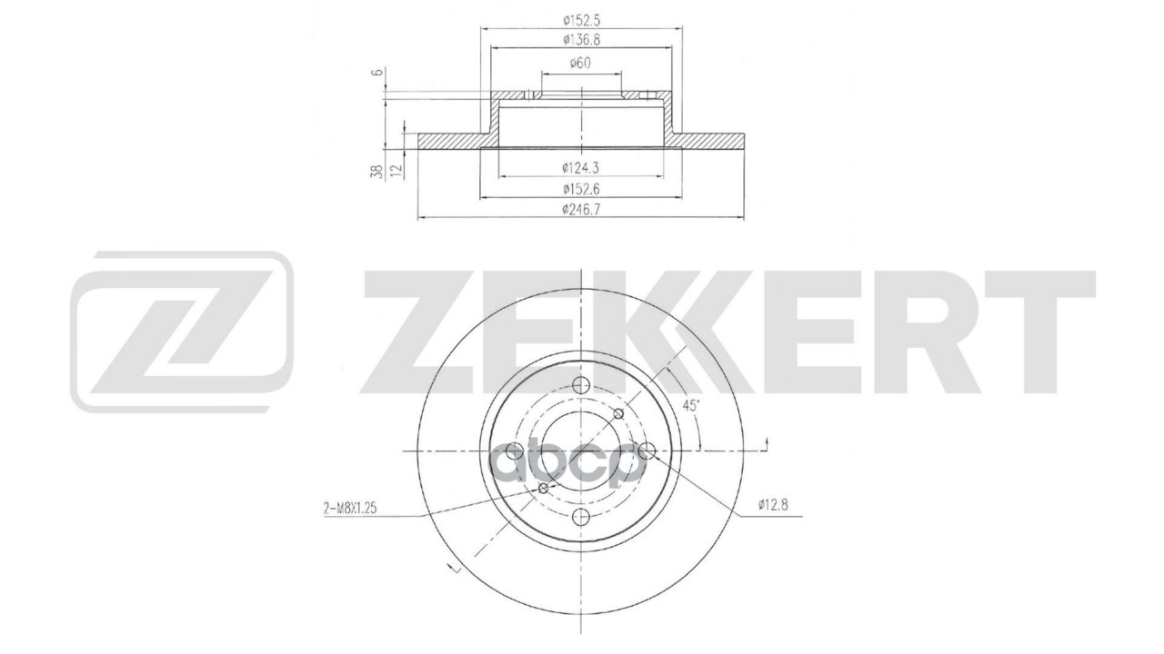 Диск тормозной передний Opel Agila A 00-  Suzuki Wagon R+ (MA) 00- Zekkert арт. bs-6853