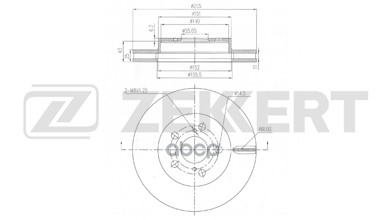 Диск тормозной передний Toyota Prius (XW50) 15- Zekkert арт. bs-6857
