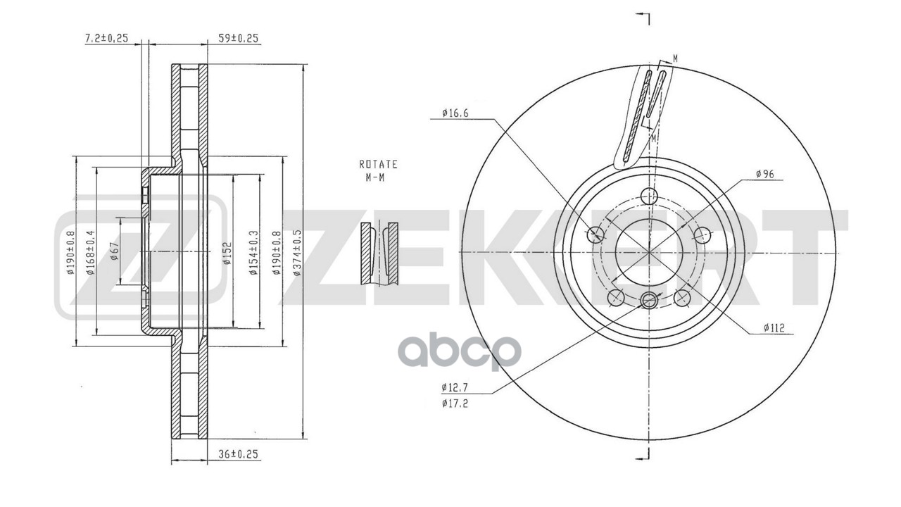 Диск тормозной передний левый BMW 5 (G30 F90) 16-  X5 (G05 F95) 18-  3 (G20/80/28) 19-  X6 (G06 F96) Zekkert арт. bs-6863