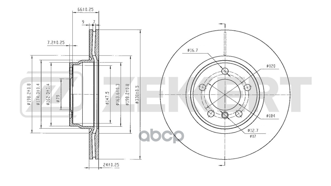 Диск тормозной передний BMW 3 (F30/31/34/80) 12-  4 (F32/33/36/83) 13-  2 (F23) 14- Zekkert арт. bs-6867