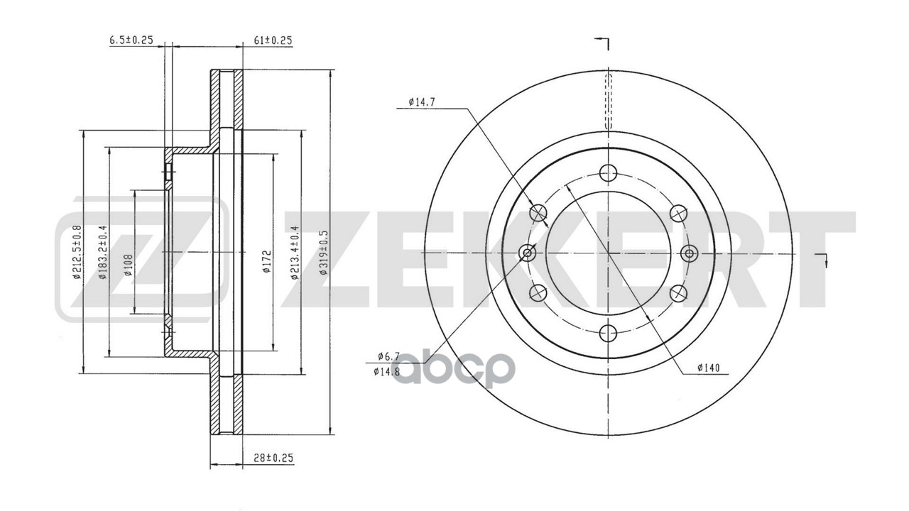 Диск тормозной передний JAC T6 18-  T8 Pro 20-  T9 23- Zekkert арт. bs-6869