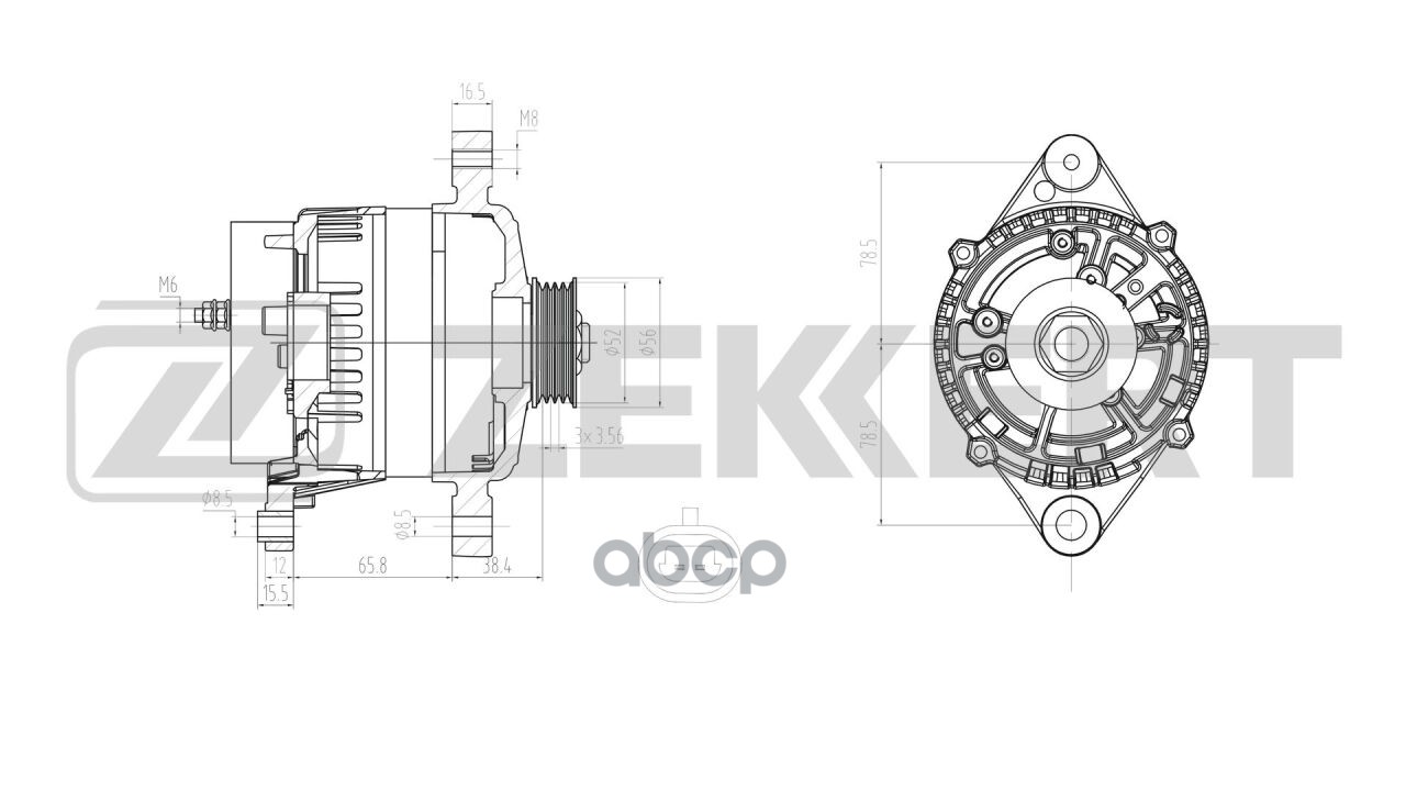 Генератор Chevrolet Aveo/Kalos (T250 T255) 05-  Daewoo Kalos (KLAS) 03-  Matiz (M200 M250) 05- Zekkert арт. ge-1007