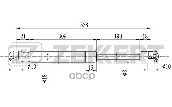Пружина газовая капота VW Touareg 02- Zekkert арт. gf-1132