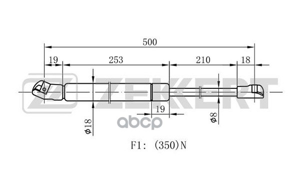 Пружина газовая капота VW Golf IV 97-  Bora 98- Zekkert арт. gf-1178