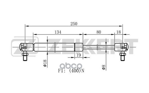 Пружина газовая капота Volvo S60 00-  S80 98-  V70 II 00-  XC70 97- Zekkert арт. gf-1497