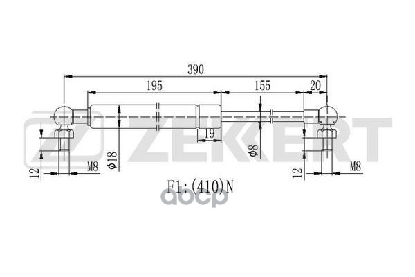 Пружина газовая капота Nissan Maxima (A32) 95- (замена для GF-2105) Zekkert арт. gf-2142