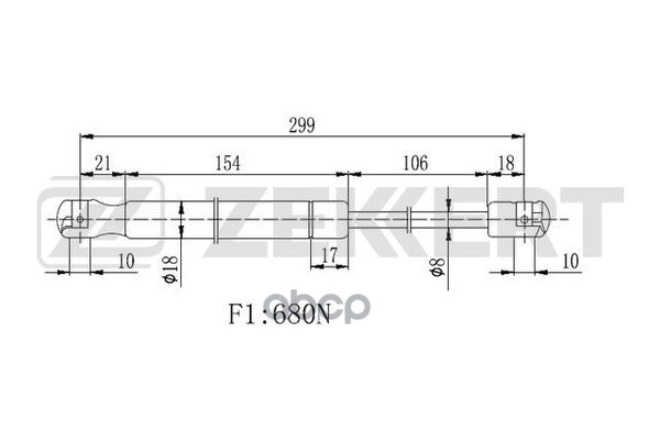Пружина газовая капота BMW X3 (F25) 10-  X4 (F26) 14- Zekkert арт. gf-2227