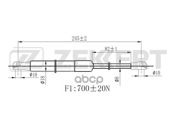 Пружина газовая капота Volvo XC70 02-  S60 00-  V70 II 99- Zekkert арт. gf-2347