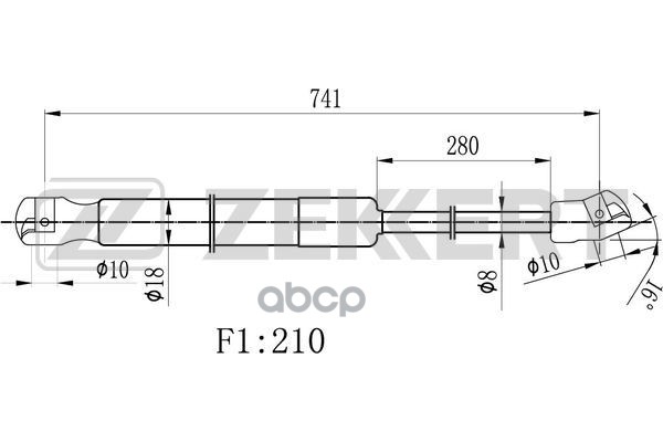 Пружина газовая капота Audi Q3 11- Zekkert арт. gf-2497