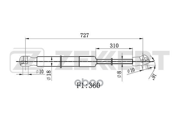 Пружина газовая капота Hyundai Sonata NF V 05- Zekkert арт. gf-2534