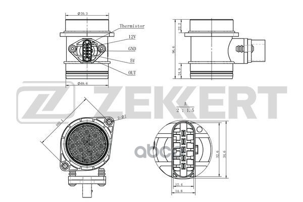 Датчик массового расхода воздуха Audi A6 II 97-  A4 95-  A3 96-  VW Passat V 96- Zekkert арт. se-1061