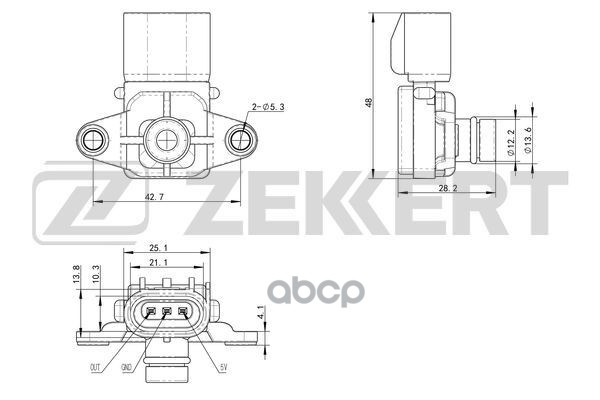 Датчик давления воздуха Jeep Cherokee 03-  Grand Cherokee III 04-  Commander 05-  Wrangler II 04-  C Zekkert арт. se-2007