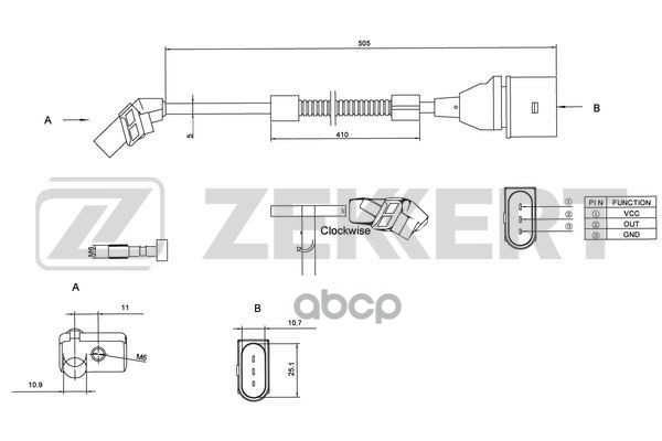 Датчик положения коленвала VW Golf IV 97-  Seat Toledo II 00-  Leon 00- Zekkert арт. se-4004