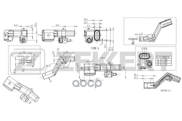 Датчик положения коленвала VW Polo V 06-  Passat VI  VII 05-  Tiguan 07-  Audi A6 III 04-  A4 IV 07- Zekkert арт. se-4007