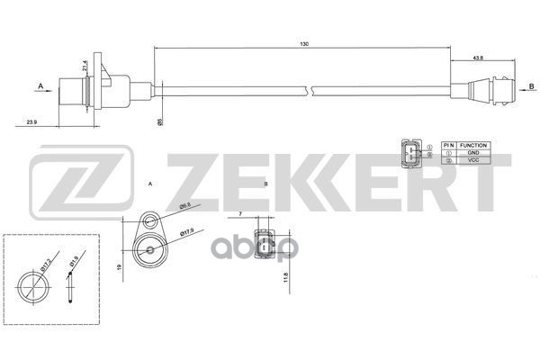 Датчик положения коленвала Kia Rio II 05-  Cerato 04-  Spectra 04-  Hyundai Accent I-III 94-  Elantr Zekkert арт. se-4017