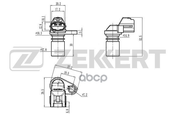 Датчик положения коленвала Ford Focus II 05-  Mondeo IV 07-  Kuga 08-  Volvo XC90 02-  XC60 08-  S60 Zekkert арт. se-4095