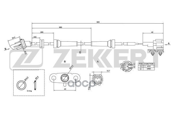 Датчик ABS задн. прав. Nissan NP300 Navara (D40) 05- Zekkert арт. se-6051