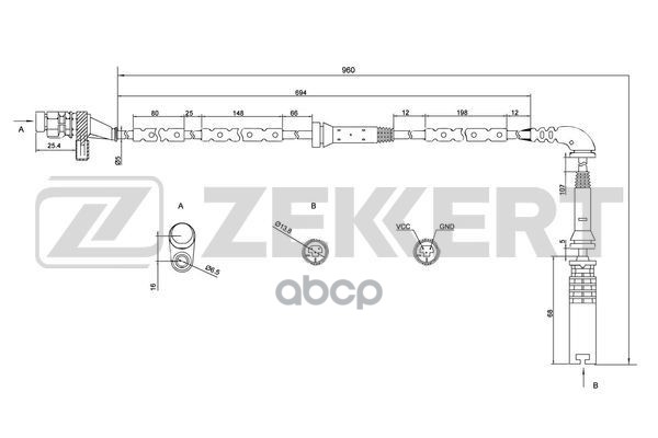 Датчик ABS передн. Land Rover Range Rover III 02- Zekkert арт. se-6068