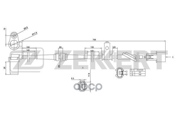 Датчик ABS передн. лев. Hyundai Getz 02- Zekkert арт. se-6087