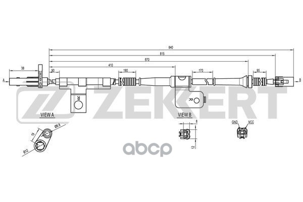Датчик ABS передн. прав. Kia Sorento 06- Zekkert арт. se-6099