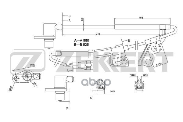 Датчик ABS передн. прав. Toyota Avensis (T250) 03-  Corolla (E120) 01- Zekkert арт. se-6109