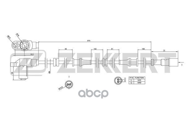 Датчик ABS передн. Opel Vectra B 95- Zekkert арт. se-6114
