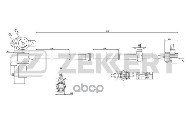 Датчик ABS задн. лев. Chevrolet Aveo (T200  T250  T255) 03-  Daewoo Kalos (KLAS) 02- Zekkert арт. se-6120