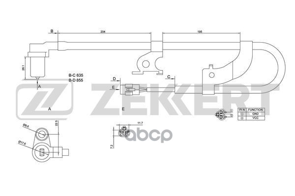Датчик ABS передн. лев. Suzuki Liana (ER  RH) 01- Zekkert арт. se-6125