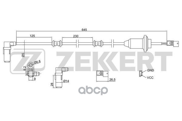 Датчик ABS задн. лев. MB S-Class (215  220) 98- Zekkert арт. se-6128