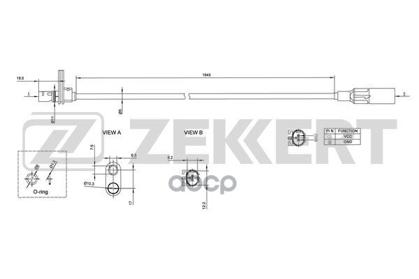 Датчик ABS задн. лев. VW Crafter 30-35 06-  30-50 06-  MB Sprinter (906  907) 06- Zekkert арт. se-6139
