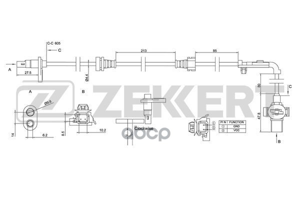 Датчик ABS передн. прав. Honda Civic VIII 05- Zekkert арт. se-6150