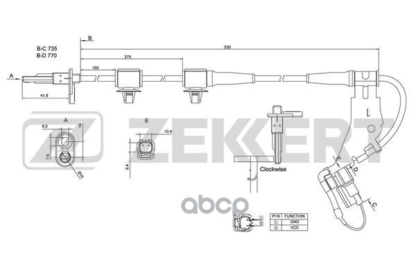 Датчик ABS передн. лев. Honda CR-V II  III 02- Zekkert арт. se-6153