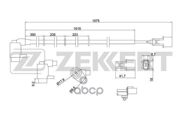 Датчик ABS задн. Mitsubishi Pajero II 99-  Pajero Sport 98- Zekkert арт. se-6155