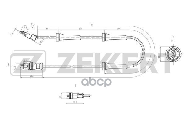Датчик ABS передн. Renault Megane II 02-  Scenic II 03-  Grand Scenic II 04- Zekkert арт. se-6200