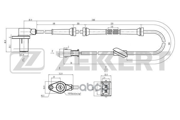 Датчик ABS задн./передн. Audi A4 II 00- Zekkert арт. se-6210