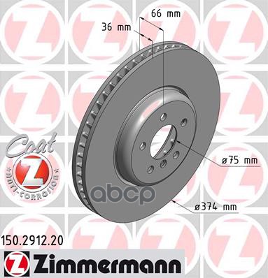 Диск тормозной передний левый BMW 5 F07, F11, F10, F18 7 F01, F02, F03, F04 09> ZIMMERMANN 150291220 Zimmermann арт. 150291220