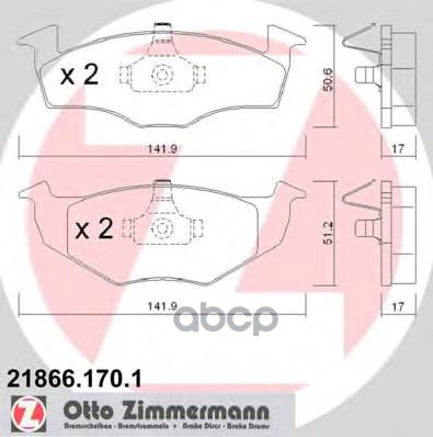 Колодки Тормозные Дисковые Seat  Skoda  Vw Zimmermann арт. 21866.170.1