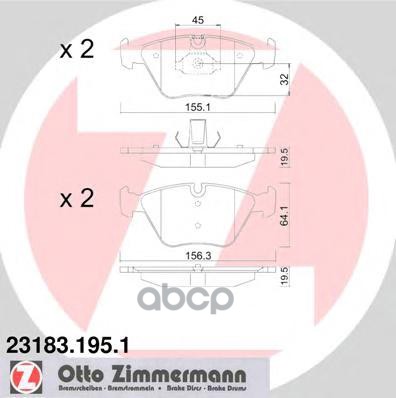 Колодки Тормозные Дисковые Bmw  Land Rover Zimmermann арт. 23183.195.1