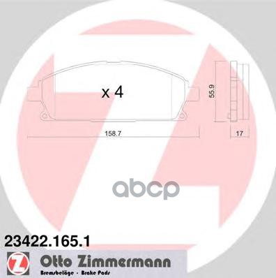 Колодки тормозные дисковые Hyundai  Ssangyong Zimmermann арт. 23422.165.1