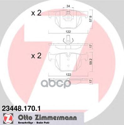 Колодки торм.зад. ZIMMERMANN 23448.170.1 Zimmermann арт. 23448.170.1