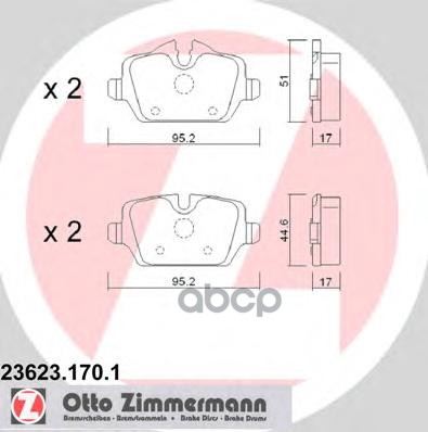 Колодки задние ZIMMERMANN 23623.170.1 Zimmermann арт. 23623.170.1
