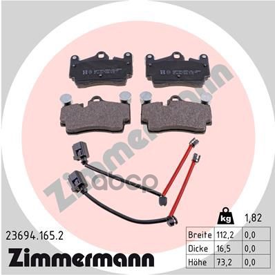 Колодки тормозные дисковые с аксессуарами  Audi  Porsche  VW Zimmermann арт. 23694.165.2